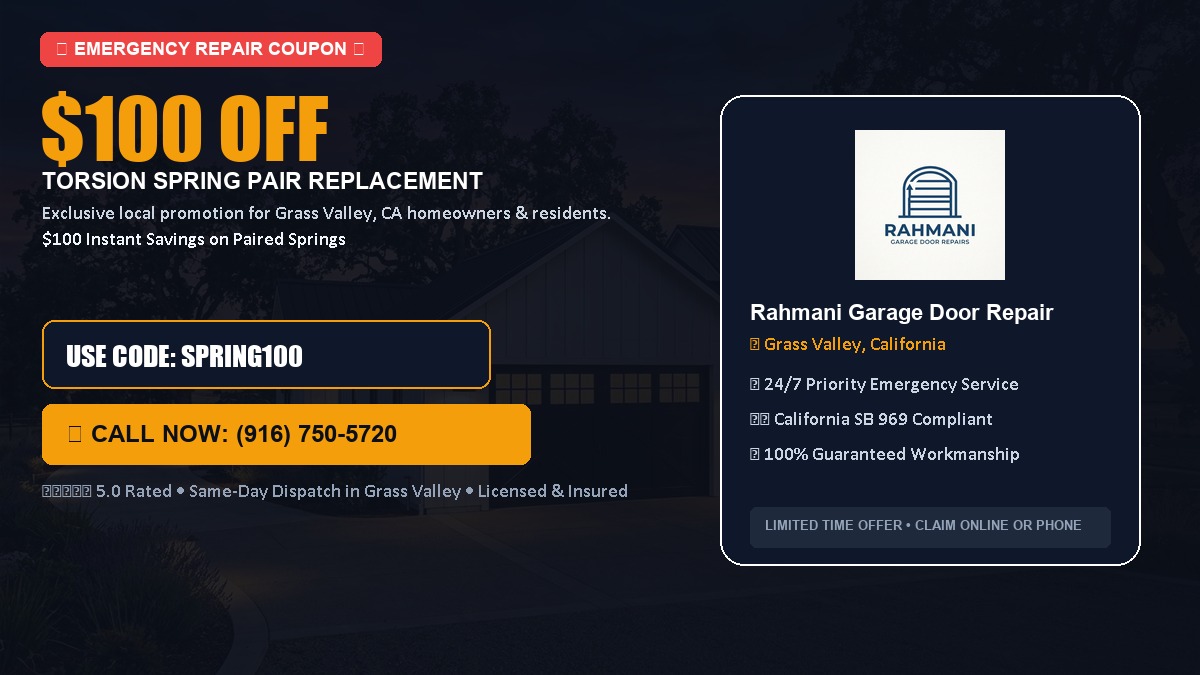 $100 OFF Heavy-Duty Torsion Spring Pair Replacement in Grass Valley, CA
