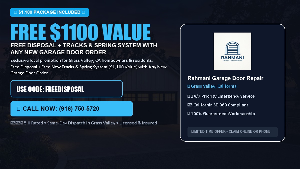 Free Disposal + Free New Tracks & Spring System with Any New Garage Door Order ($1100 Value) in Grass Valley, CA